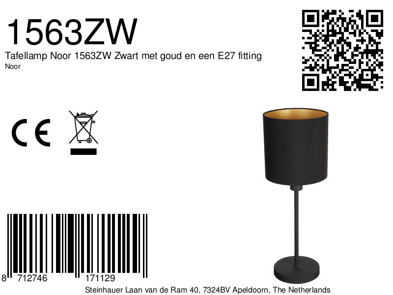Tafellamp Noor 1363ZW Zwart