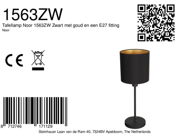 Tafellamp Noor 1363ZW Zwart