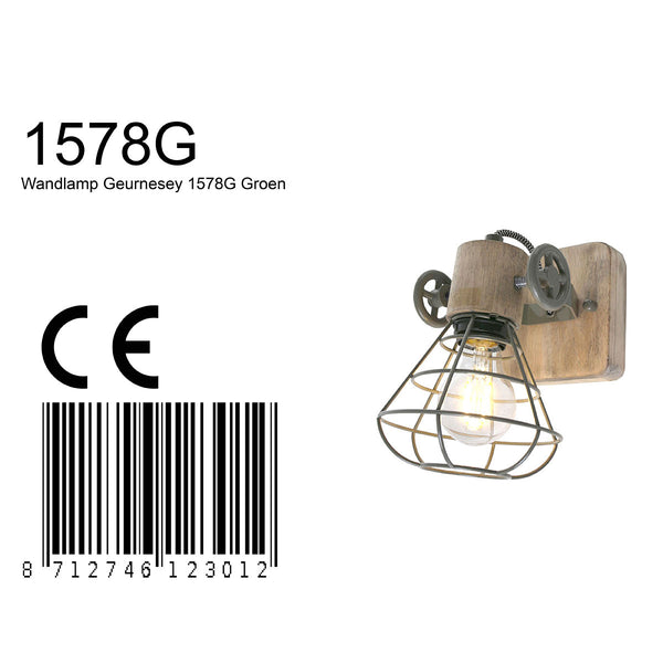 Groene wandlamp / spot geurnesey 1578g met e27 fitting