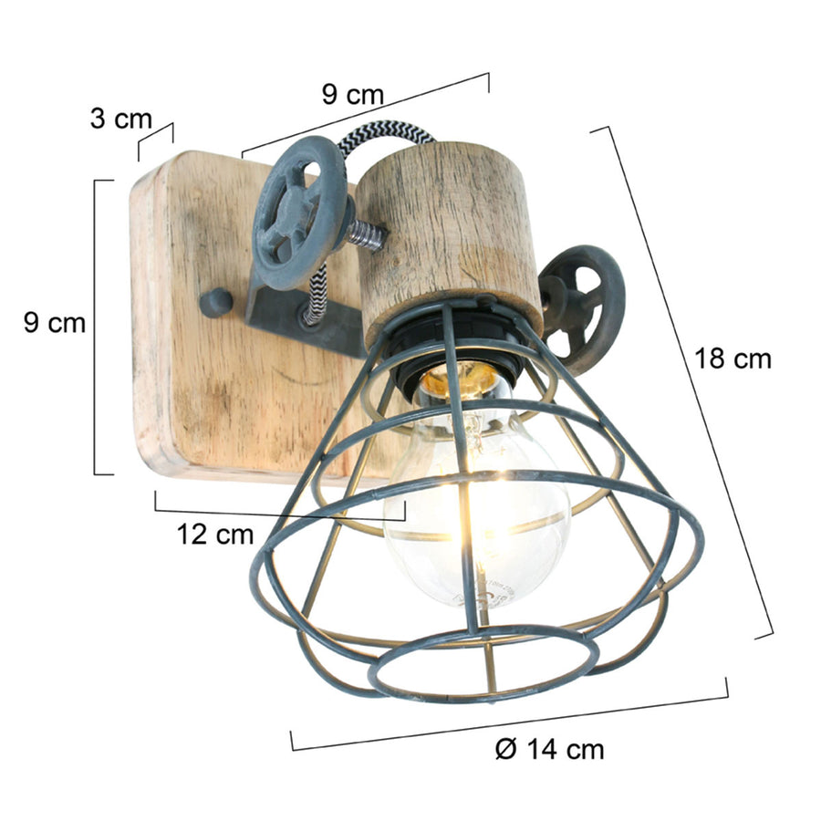 Grijze wandlamp / spot geurnesey 1578gr met e27 fitting