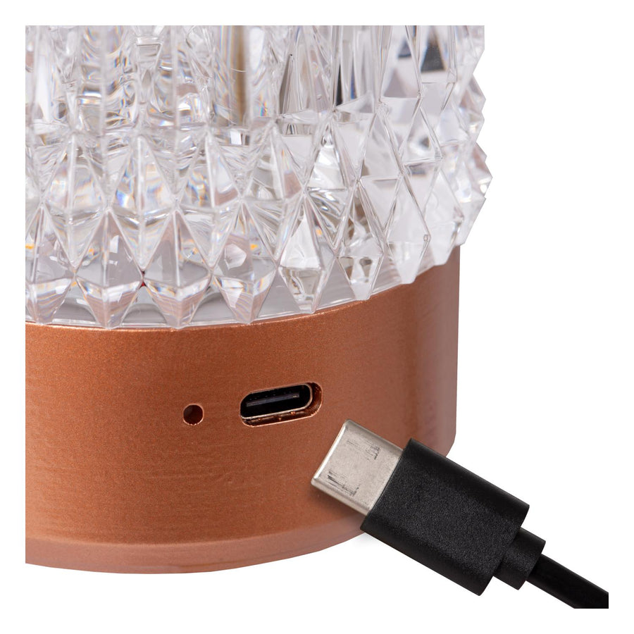 Lucide LILY oplaadbare LED-tafellamp met 3 dimstanden, Ø 8 cm, 3 W, koper