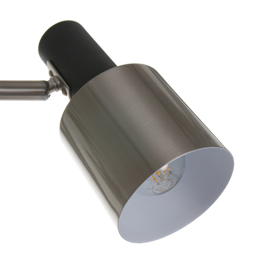 Vloerlamp fjorgard 1702zw - stoere 2-lichts lamp in zwart met metaal