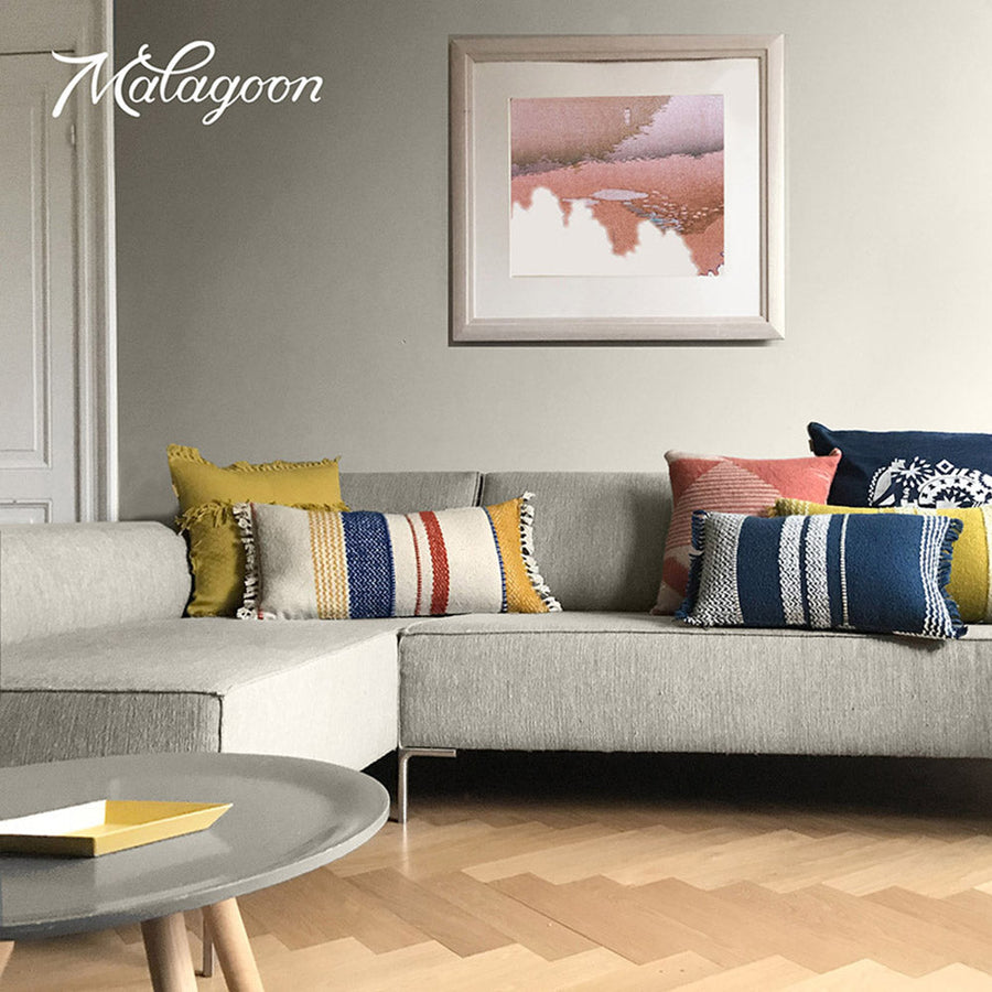 Malagoon sierkussen berber - donkerblauw - 35x60cm