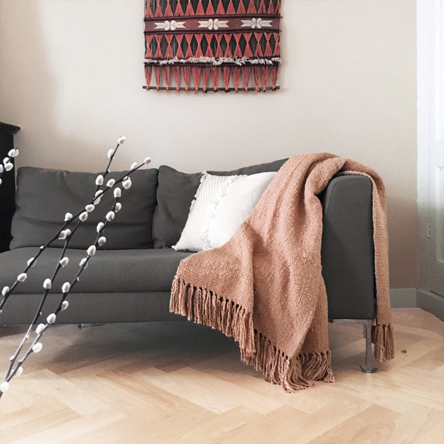 Malagoon plaid solid - geborsteld roze - 125x150cm