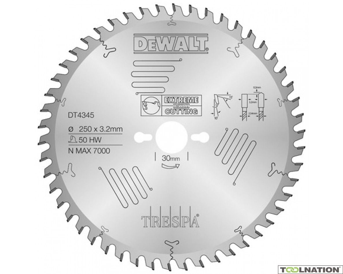 DT4345-QZ CZB geschikt voor Trespa®, 250x30x50t, HT, positief 5°, kerf 3,2mm