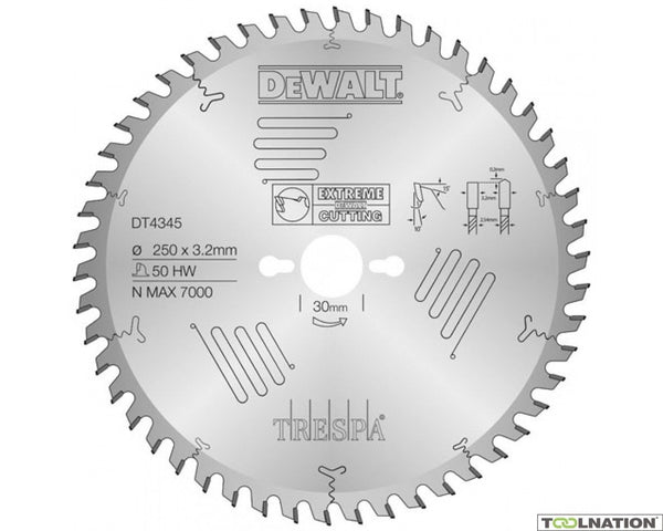 DT4345-QZ CZB geschikt voor Trespa®, 250x30x50t, HT, positief 5°, kerf 3,2mm
