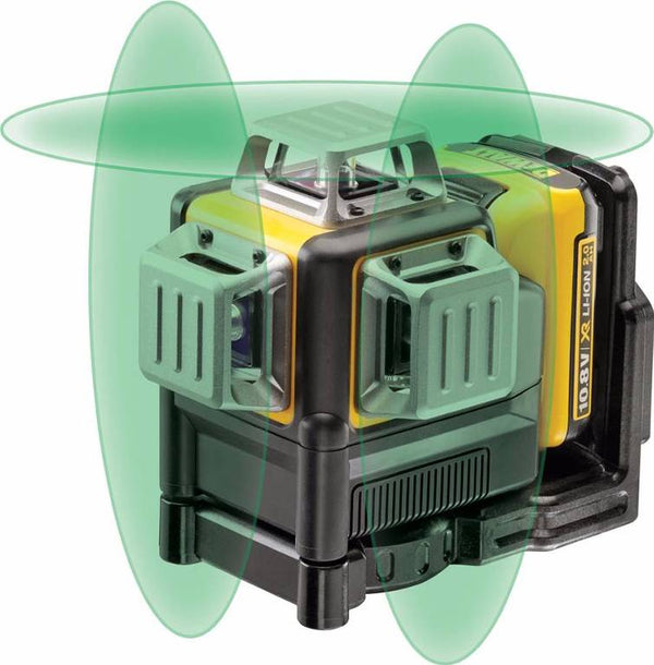 DCE089D1G-QW 12V XR 3x360° laser, 1x 2.0Ah - Groen