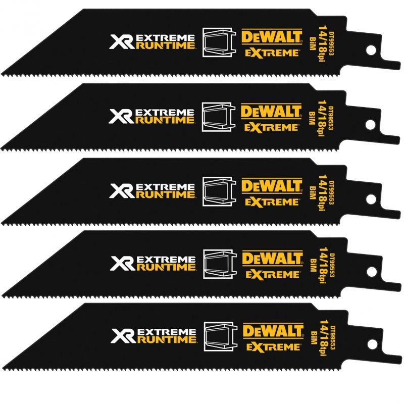 "DT99553-QZ Xtreme Runtime 152mm (6"") 14/18TPI Metal Recip 5PK"