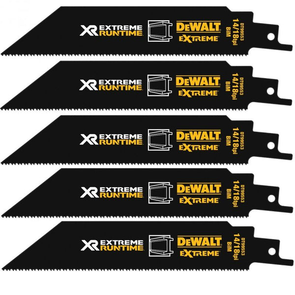 "DT99553-QZ Xtreme Runtime 152mm (6"") 14/18TPI Metal Recip 5PK"