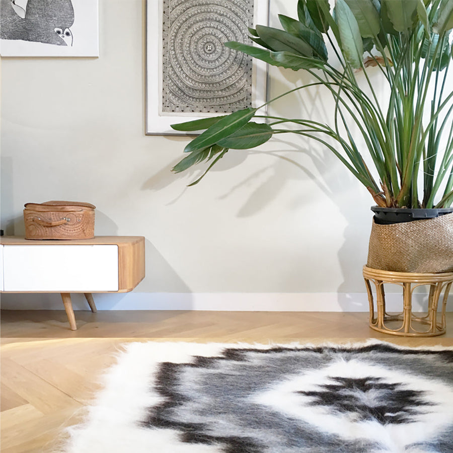 Malagoon vloerkleed pattern 4 - gebroken wit, grijstinten - 150x200cm 100% wol