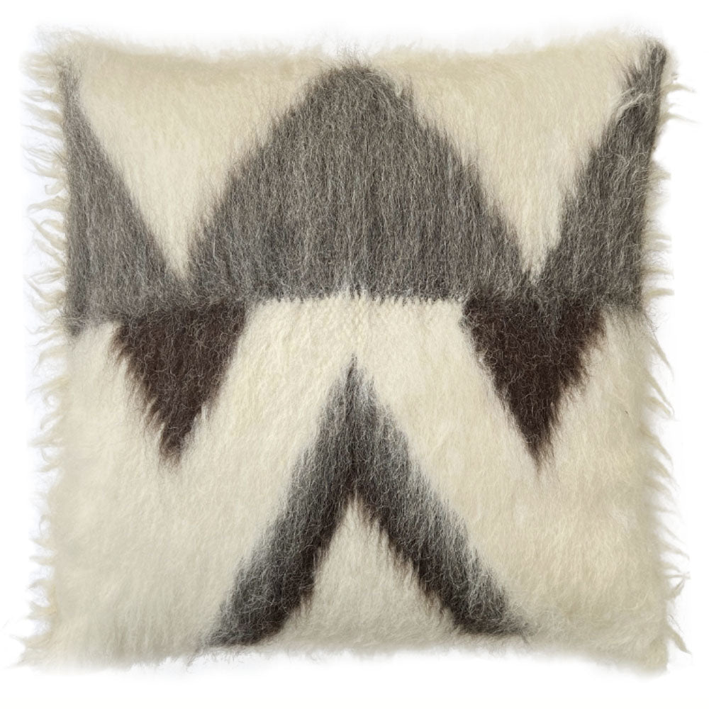 Malagoon vloerkussen zigzag – gebroken wit, grijstinten – 90x90 cm, 100% wol