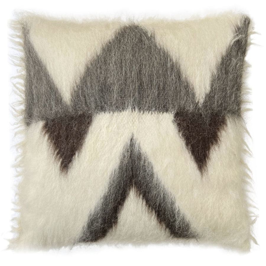 Malagoon vloerkussen zigzag – gebroken wit, grijstinten – 90x90 cm, 100% wol