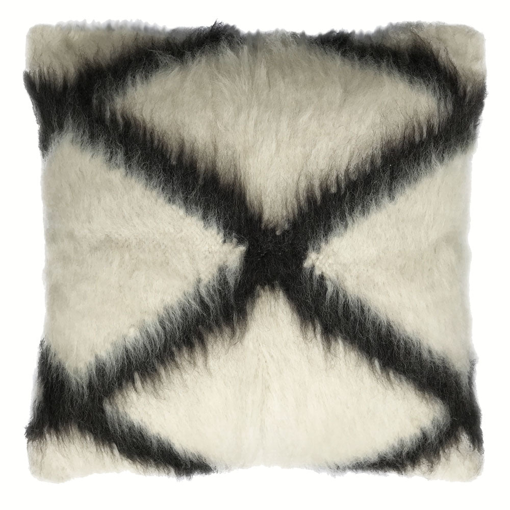 Malagoon vloerkussen cross - gebroken wit, zwart motief - 90x90cm 100% wol