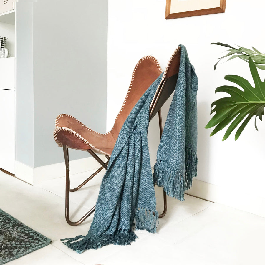 Malagoon plaid solid - loodblauw - 125x150cm