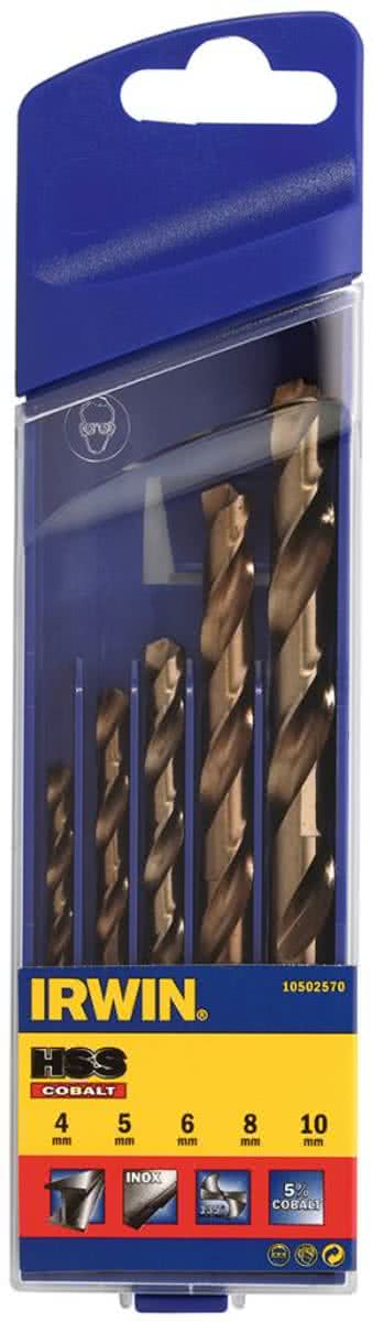 HSS Metaalboor 135° Cobalt, 5-delige set: 4/5/6/8/10 mm