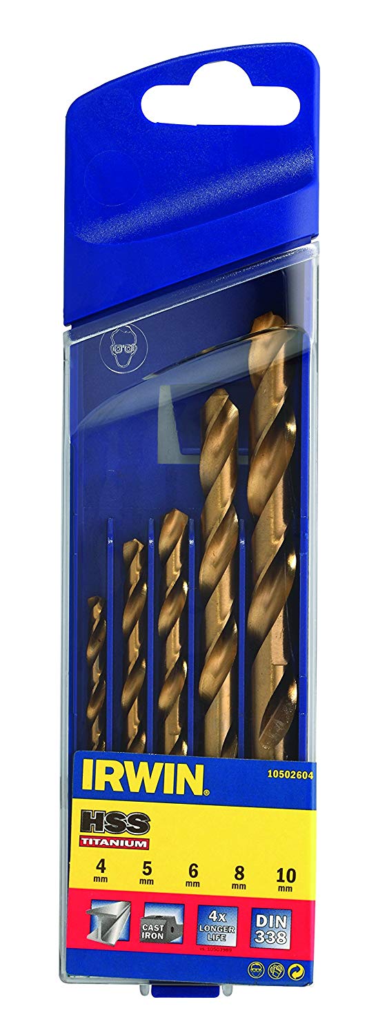 HSS Metaalboren 135° Titanium, 5-delige set: 4/5/6/8/10 mm