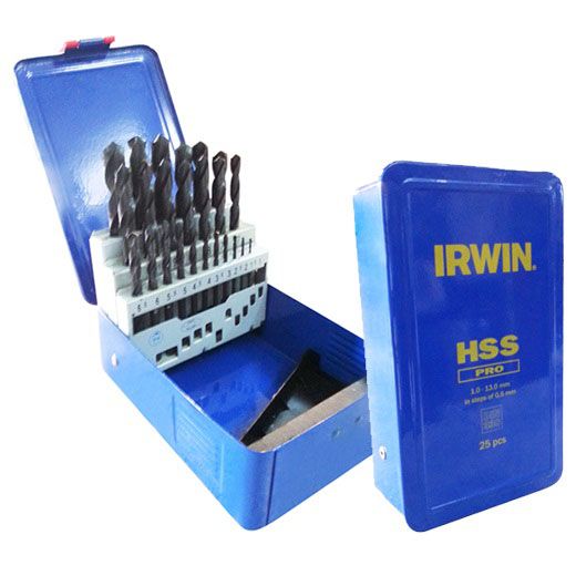 HSS Pro, 25-delige set in metalen koffer: 1,0 - 13,0 mm in stappen van 0,5 mm
