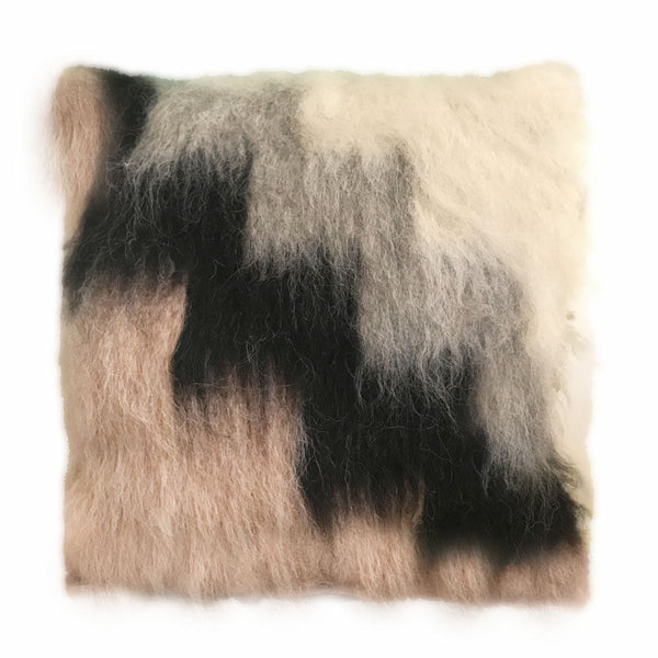Malagoon sierkussen stairway brush - gebroken wit, grijsroze tinten - 50x50cm 100% wol