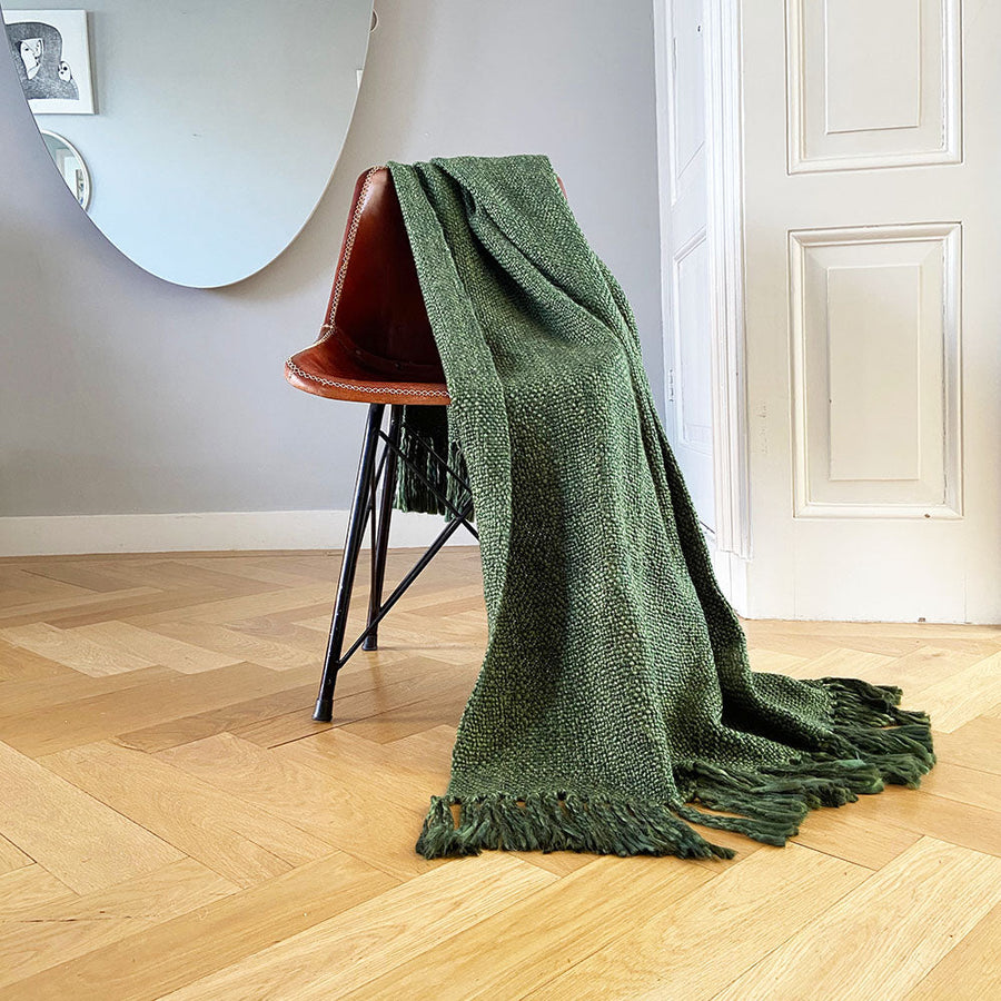 Malagoon plaid marble - diep donkergroen - 125x150cm