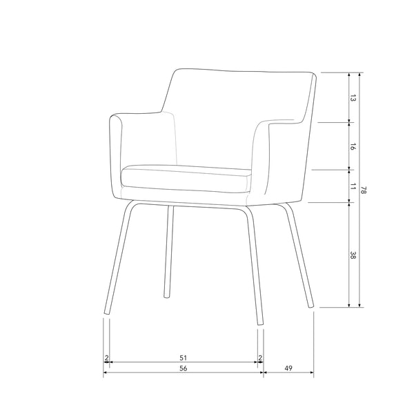KAM EETKAMERSTOEL MET ARMLEUNING OFF WHITE (set of 2)