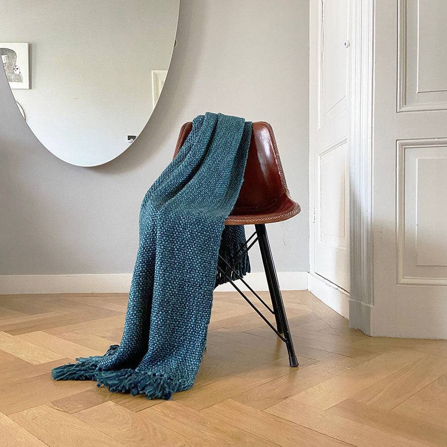 Malagoon plaid marble - donkerblauw - 125x150cm