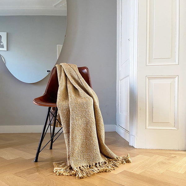 Malagoon plaid marble - vintagegeel - 125x150cm