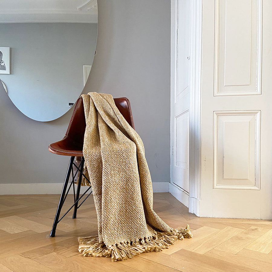 Malagoon plaid marble - vintagegeel - 125x150cm