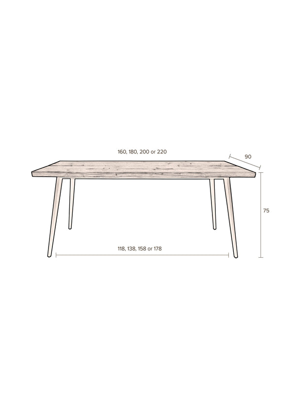 Tafel Alagon 220x90