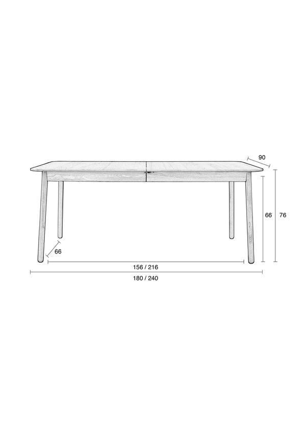 Tafel Glimps 180/240x90 Naturel