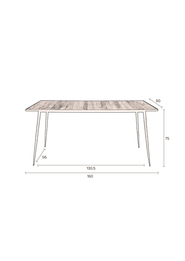 Tafel Pepper 160x90 Bruin