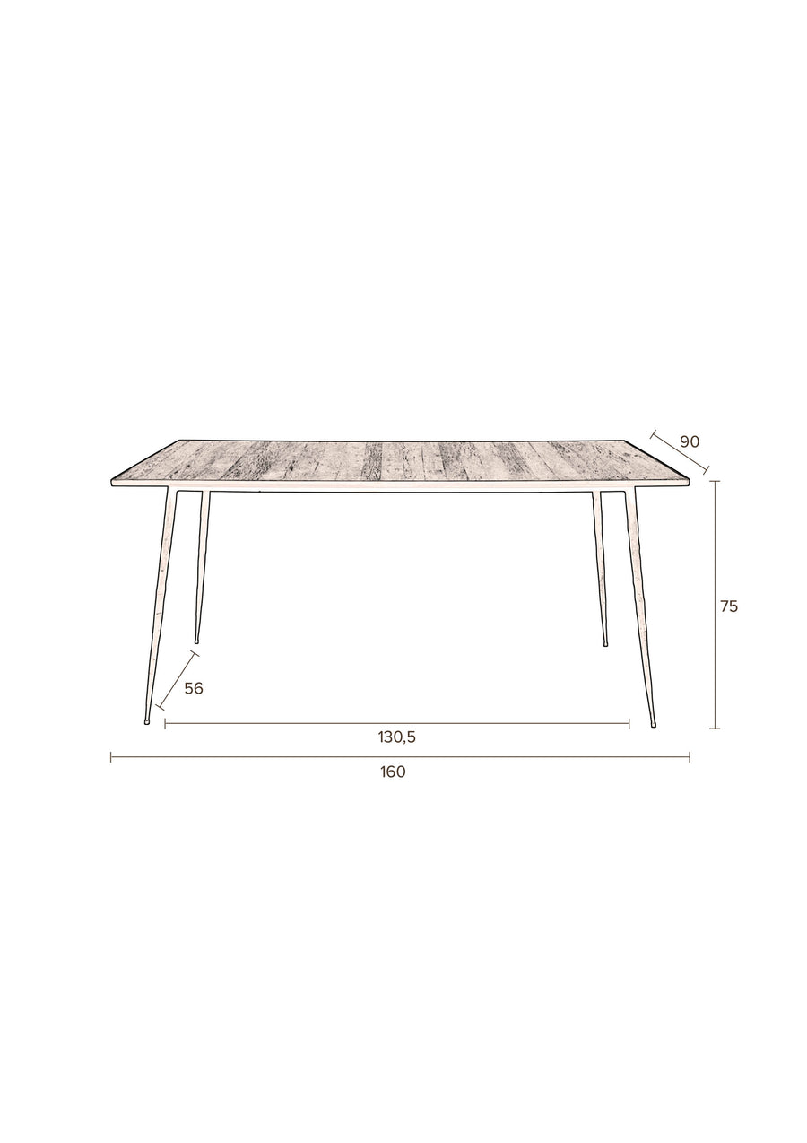 Tafel Pepper 160x90 Bruin