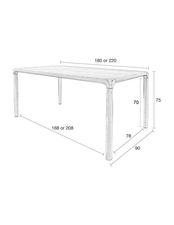 Tafel Storm 220x90 Notenhout