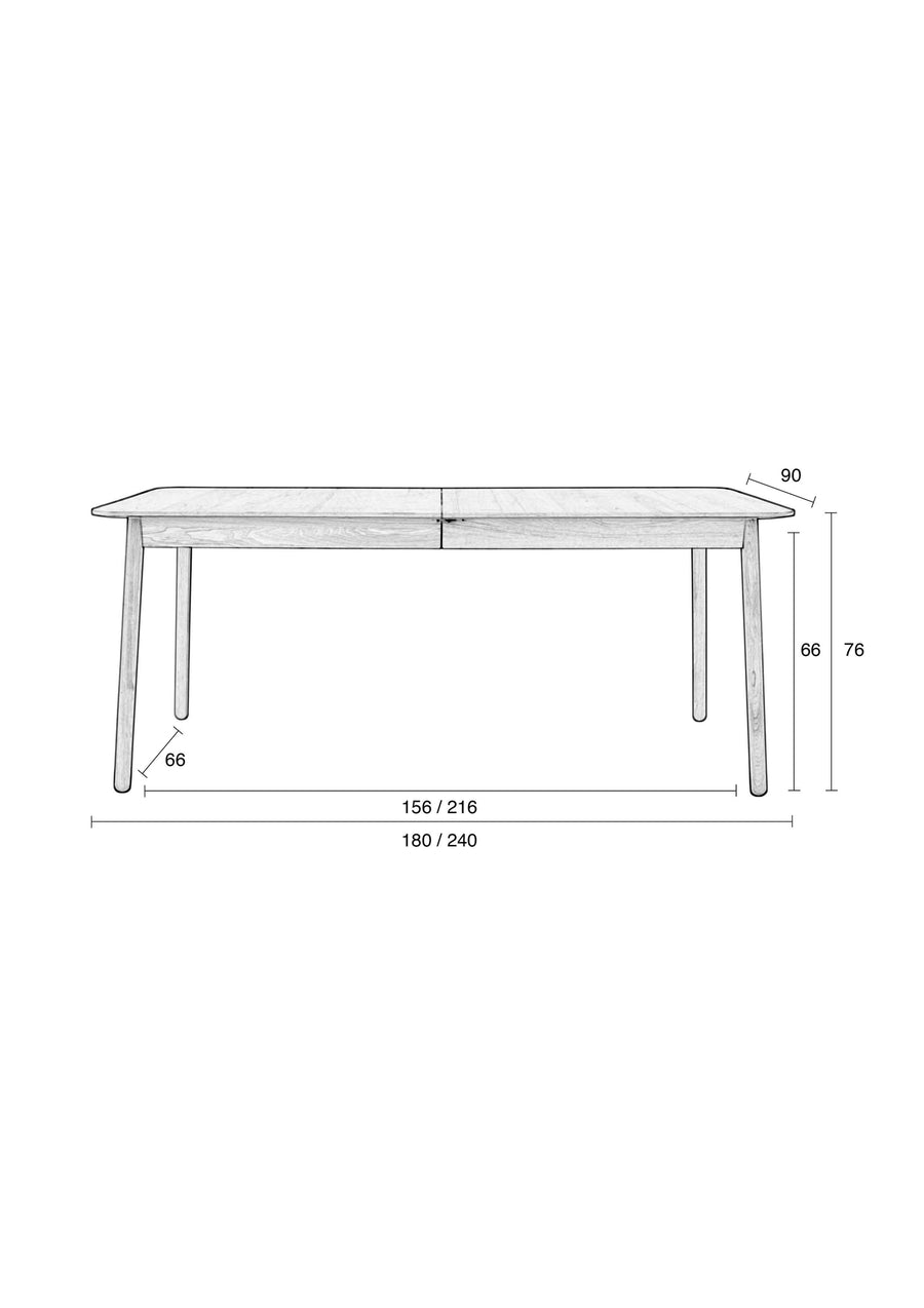 Tafel Glimps 180/240x90 Notenhout