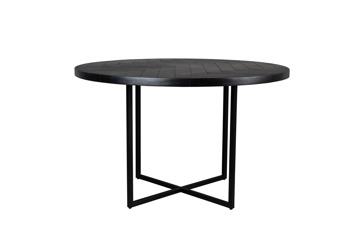 Class eettafel rond 120 cm acaciahout zwart
