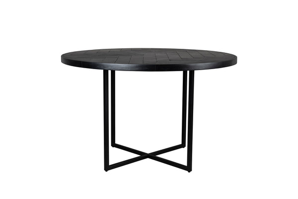 Class eettafel rond 120 cm acaciahout zwart