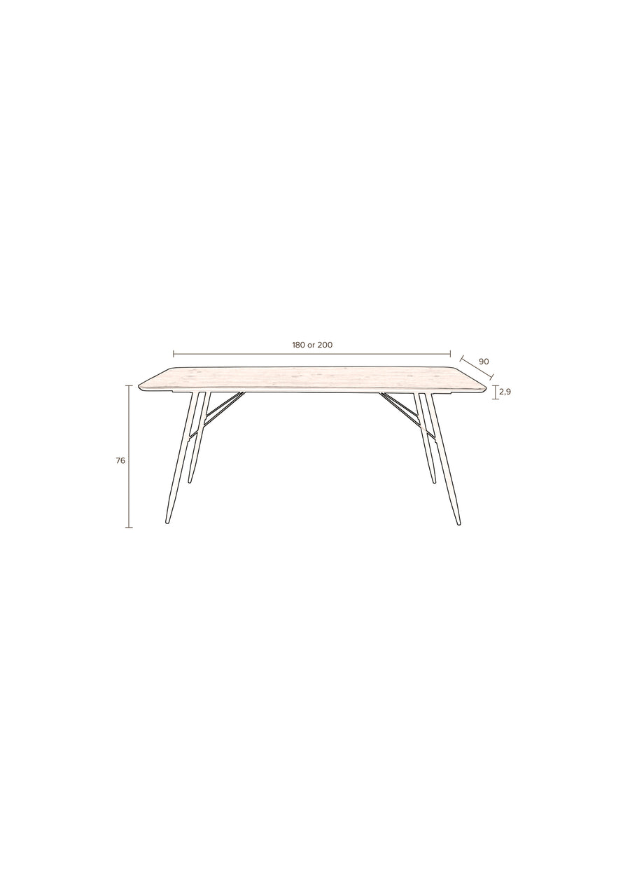 Tafel Roger 200x90 Zwart