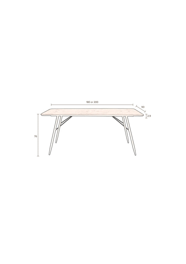 Tafel Roger 180x90 Zwart