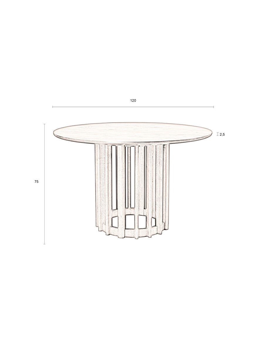 Barlet eettafel rond 120 cm hout eiken