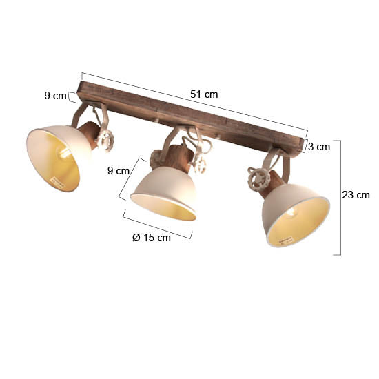 Gearwood 2133cr – crème plafondlamp met houtdetails