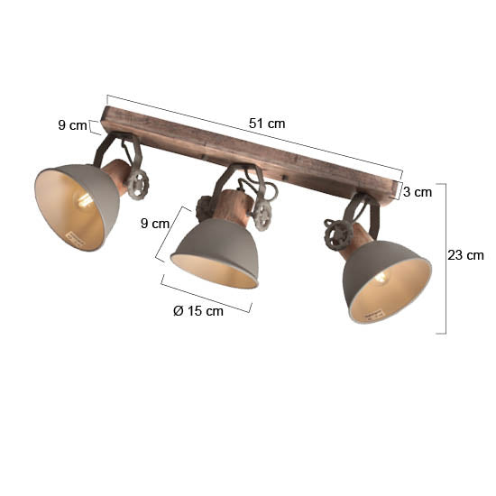 Gearwood 2133ta – taupe plafondlamp met houtdetails