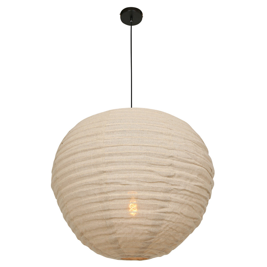 Hanglamp bangalore 2136b - bamboe linnen kap, sfeervol statement