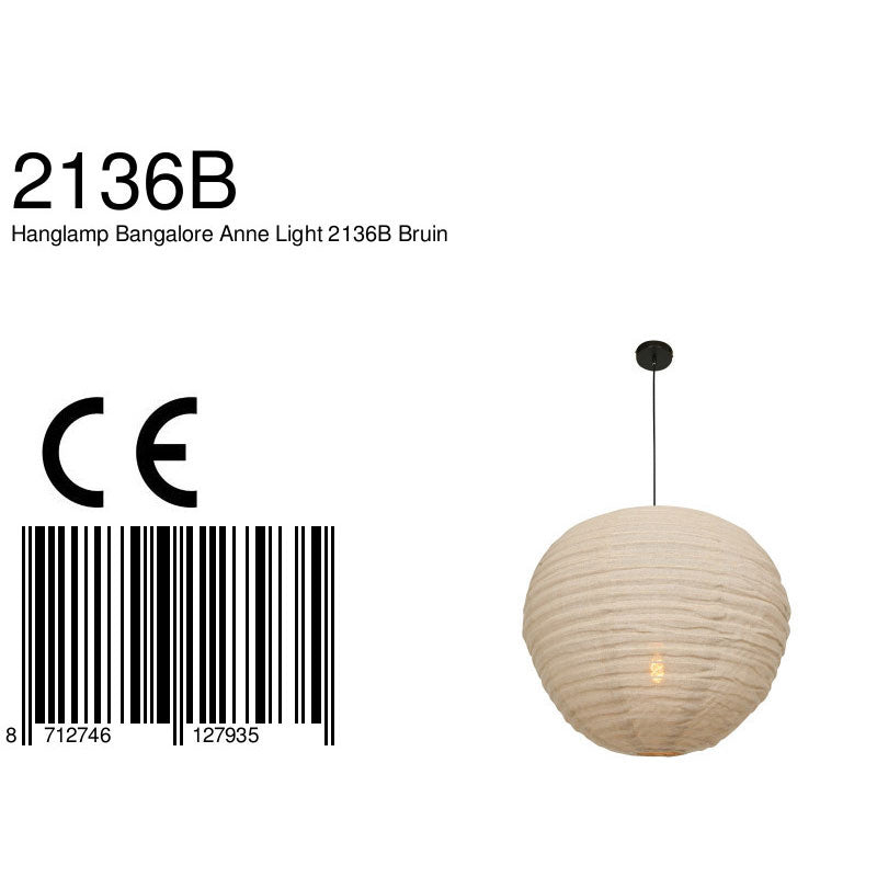 Hanglamp bangalore 2136b - bamboe linnen kap, sfeervol statement