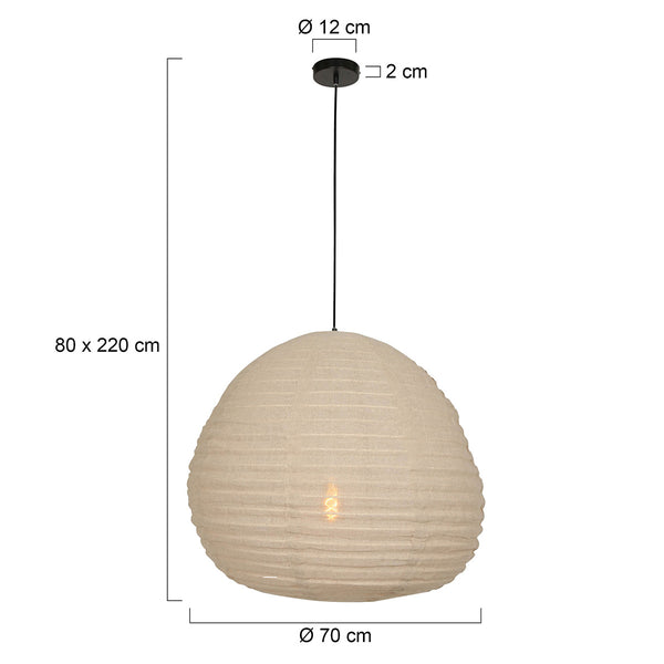 Hanglamp bangalore 2136b - bamboe linnen kap, sfeervol statement
