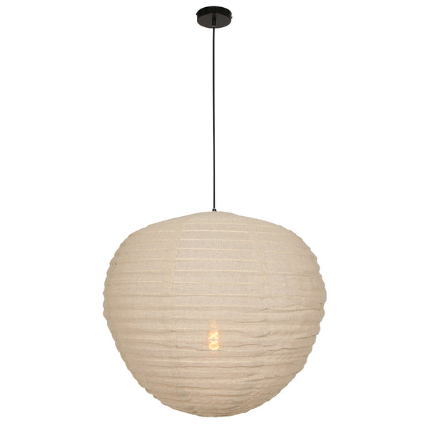 Hanglamp bangalore 2136b - bamboe linnen kap, sfeervol statement