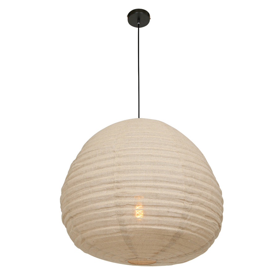 Hanglamp bangalore 2136b - bamboe linnen kap, sfeervol statement