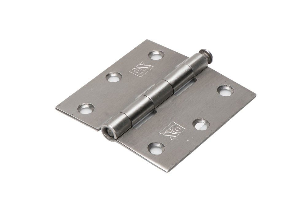 Scharnier / rechte hoeken / 76x76 mm / losse RVS pen / RVS geborsteld