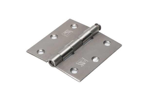 Scharnier / rechte hoeken / 76x76 mm / losse RVS pen / RVS geborsteld