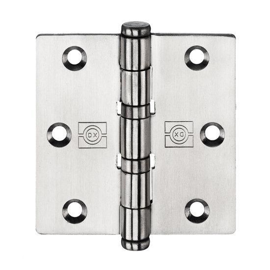 Kogellagerscharnier / rechte hoeken / 76x76 mm / RVS pen / RVS geborsteld