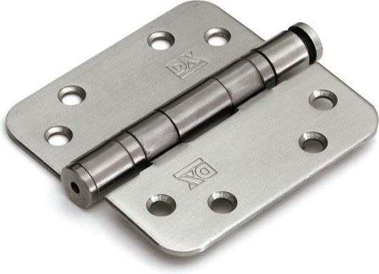 Kogellagerscharnier / ronde hoeken / 89x89 mm / RVS pen / RVS geborsteld