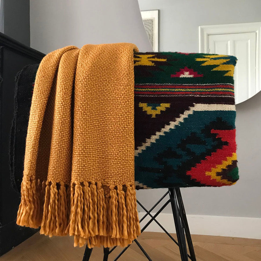 Malagoon plaid inca - okergeel - 125x150cm